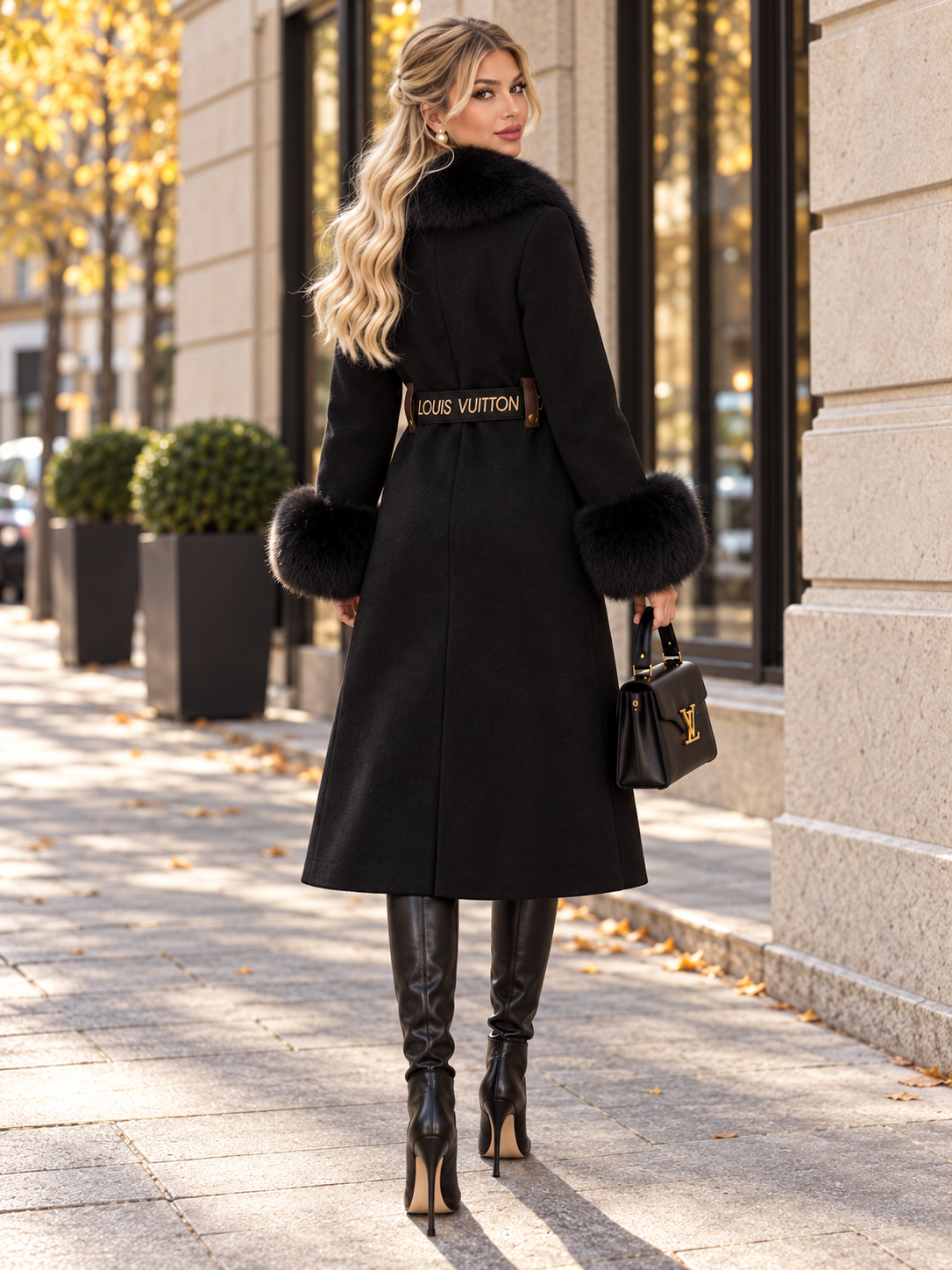 Luxury Fur-Lined Cashmere (Black)