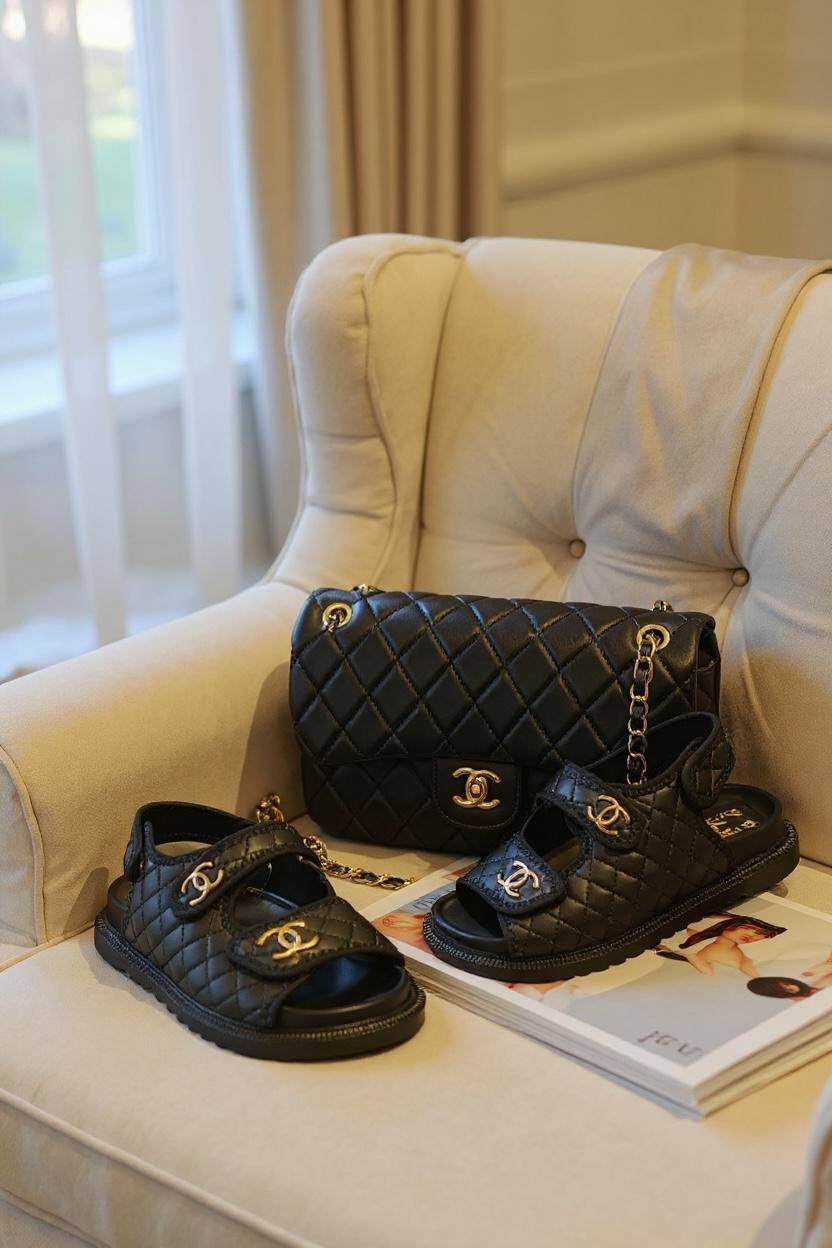 CNN Flat Sandal and Bag Set