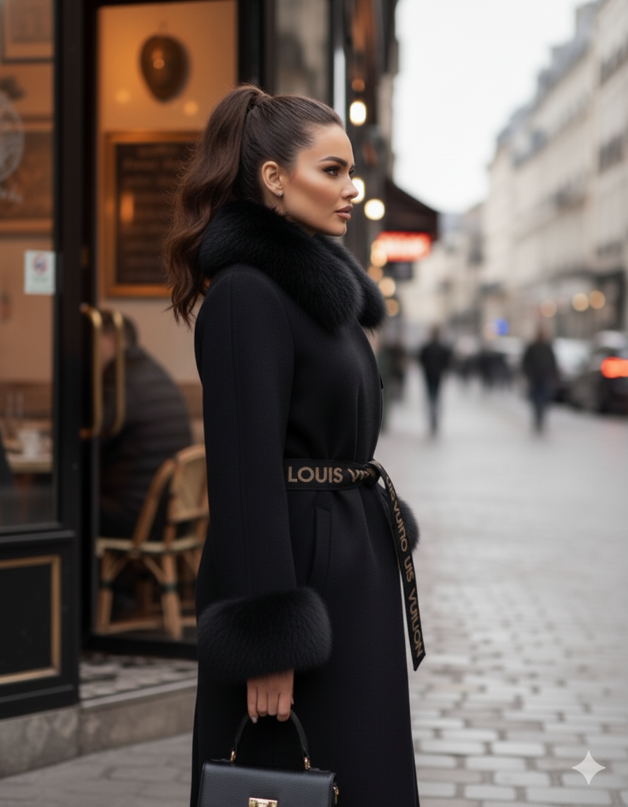 '- Fur-Lined Cashmere (Black)