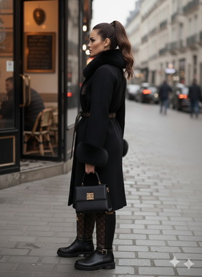 '- Fur-Lined Cashmere (Black)