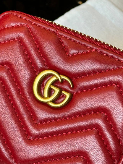 Leather Mini Zippy Wallet (Red)
