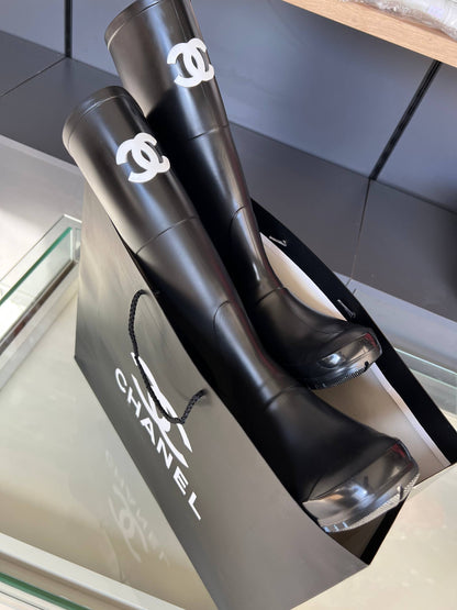 Rain Leather Boots